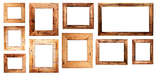 istock Collection of Rustic Wooden Frames on White Background 2221715336