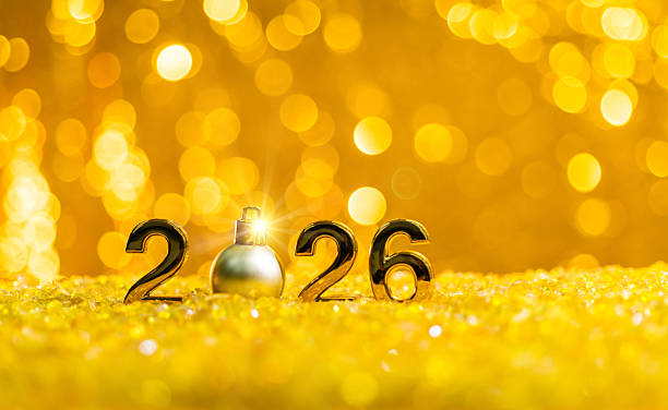istock New year decoration 2026 celebration display with sparkling and defocused glittering lights 2221724420