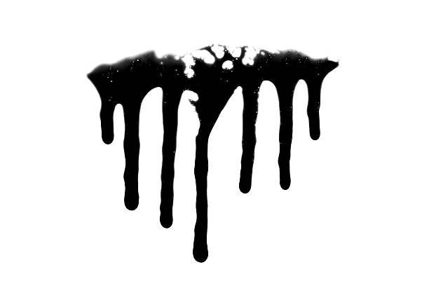 istock Dripping black liquid isolatd on white background 2221731444