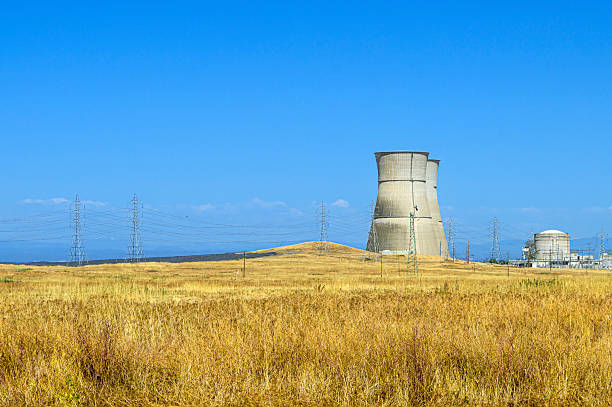 Wide view of the decommissioned Rancho Seco Nuclear Generating Station nuclear power plant.Taken Rancho Seco, California. USA