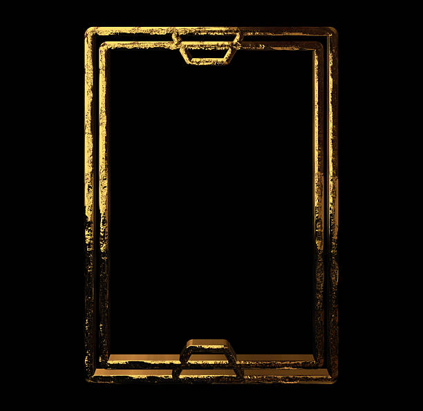 Shiny golden frame with art deco style bordering black negative space, perfect for certificates and awards