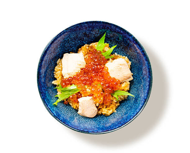 Rice bowl with salmon roe and salmon