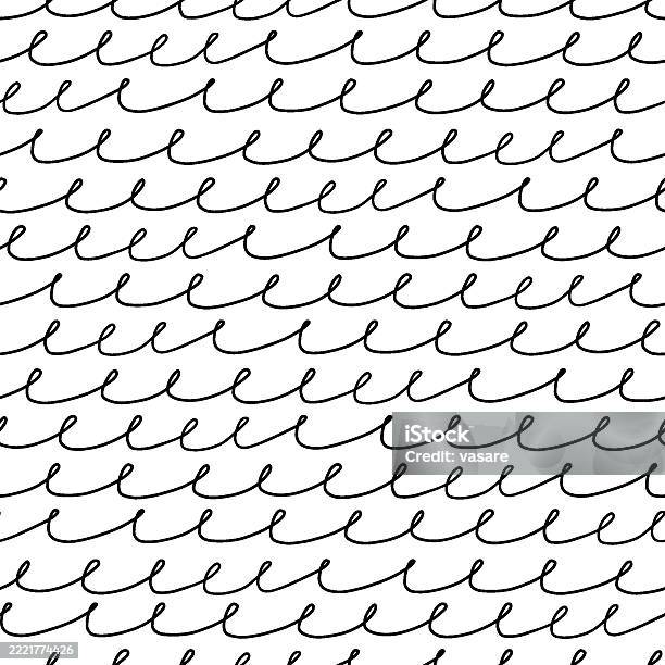 Black Pattern Looping Seamless Handdrawn Pattern Of Looping Wavelike Black Lines On A White ...