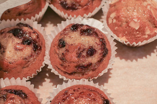 Chocolate chip Vanilla Muffins. Freshly pastry baked for breakfast or dessert. Sweet, soft and fluffily.
