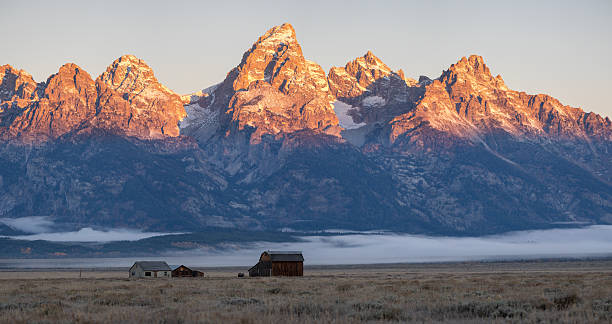 Landscape. Sunrise at Grand Teton National Park, Wyoming. Moulton Barn.