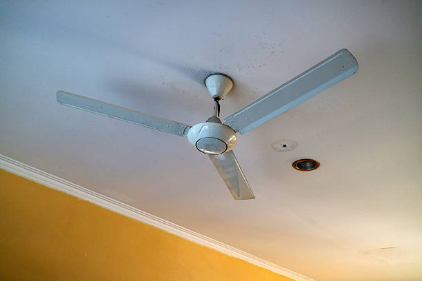 istock Ceiling Fan in a Room with Yellow Wall 2221785675
