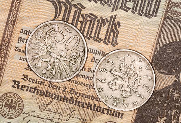 istock Vintage German and Czechoslovakian Currency 2221790021