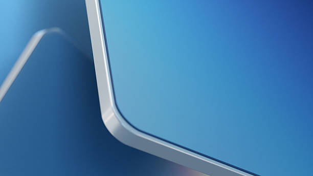 Abstract composition featuring metallic blue shapes with elegant curves and reflective surfaces