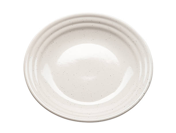 istock Cream Speckled Deep Ceramic Plate Isolated on White Background 2221797541
