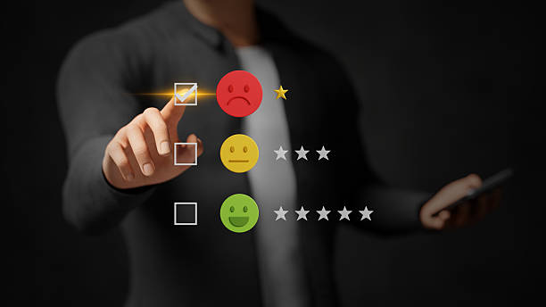 istock Poor feedback, one star rating, bad user review, negative customer experience, bad quality service, red unhappy icon. Businessman giving 1-star rating on virtual screen. 3D illustration 2221799249