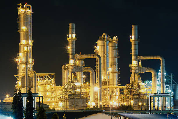 istock Oil refinery plant with sky background. 2221814035
