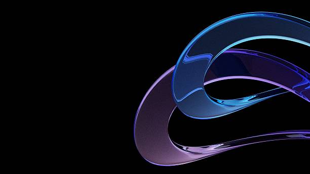 istock Futuristic 3D abstract shape curve gradient glass dispersion, Transparent glossy beautiful glossy glass on black background 2221814075