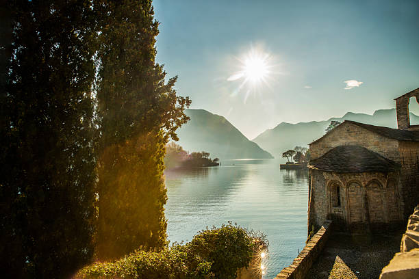 istock Amazing sunny view on lake Como 2221816773
