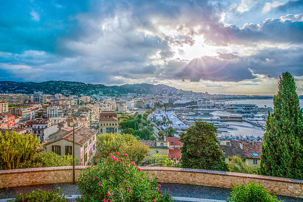 istock Amazing sunrise in Cannes  - aerial view 2221816779