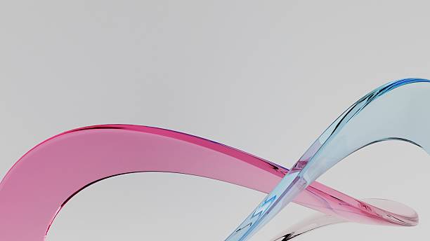 istock 3D Abstract Translucent Pink And Light Blue on light background, gradient glass with dispersion, Iridescent design element for banner background. 2221823820