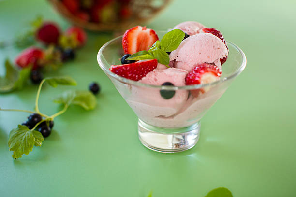 istock Homemade fruit and berry ice cream with mint 2221826400