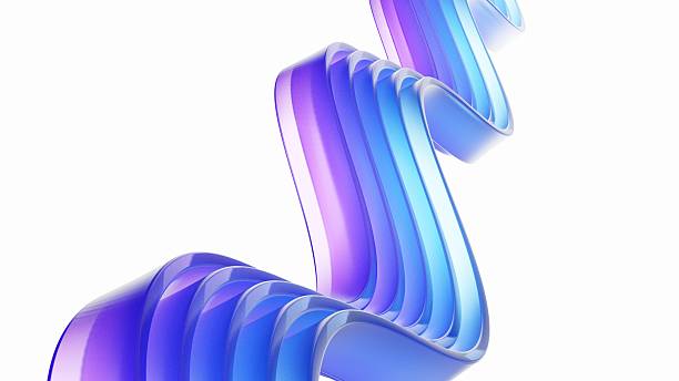 istock Abstract wavy glass structure with blue and purple dispersion effect.  smooth curved design with  Transparent glossy and light refraction. 3d rendering 2221827552