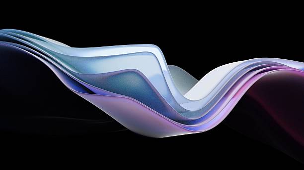 istock 3d render abstract background on dark background, Transparent glossy glass, Colorful curve glass with dispersion. 2221832742
