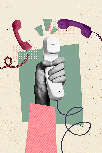 istock Vertical poster collage hand body fragment hold telephone communication operator listen ring call center customer support service 2221836753