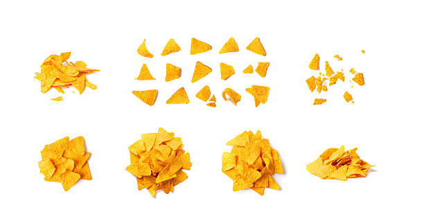 istock Nachos Chips Isolated, Mexican Triangle Corn Chips for Nacho Tortilla, Maize Snack, Nachos on White Background 2221838362