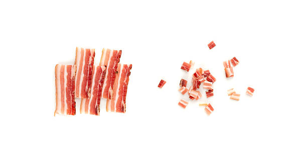 istock Cured carbonara pork isolated, raw smoked bacon, streaky brisket on white background 2221840224