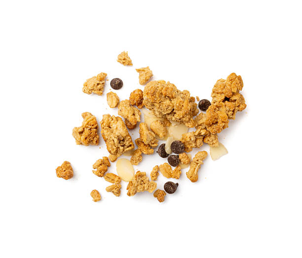 istock Granola Pile Isolated, Cereal Breakfast with Almonds and Chocolate Chips, Seeds and Oat Flakes 2221840821