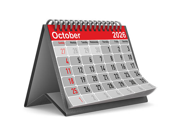 istock 2026 year. Calendar for October. Isolated 3D illustration 2221841583
