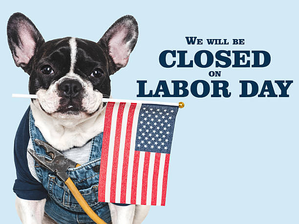 istock Signboard with the inscription We will be closed on Labor Day 2221843868