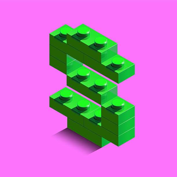 istock Realistic green 3d isometric letter S of the alphabet from constructor bricks. Green 3d isometric plastic letter from the building blocks. 2221846269