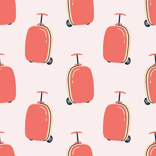 istock Seamless pattern of suitcases, bags, backpacks for travel in doodle style. 2221853607
