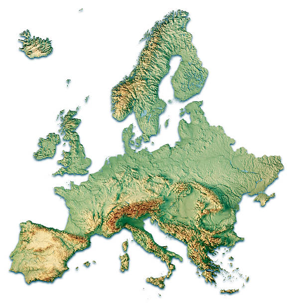 istock Europe 3D Render Topographic Map Color Isolated 2221854727