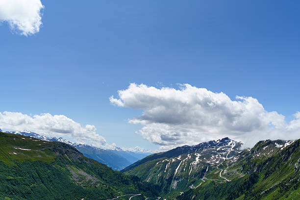 Swiss Alps mountain picks on a sunny summer day