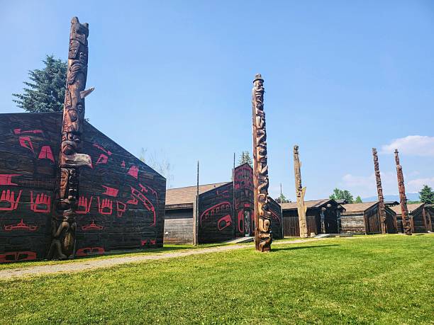 istock Traditional totem poles and wooden structures. 2221860824