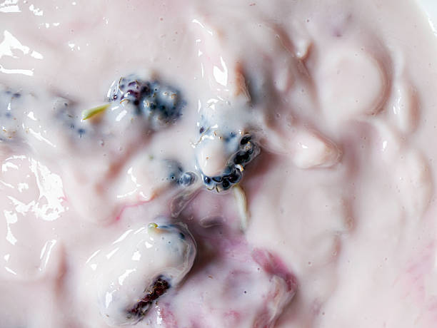 Macro texture of Tasty fruit yogurt background