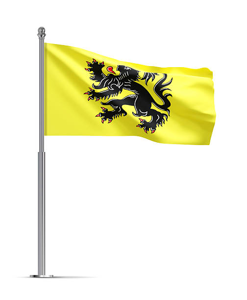 Flag of Flanders isolated on white background. Belgian travel and patriot concept. 3d-rendering