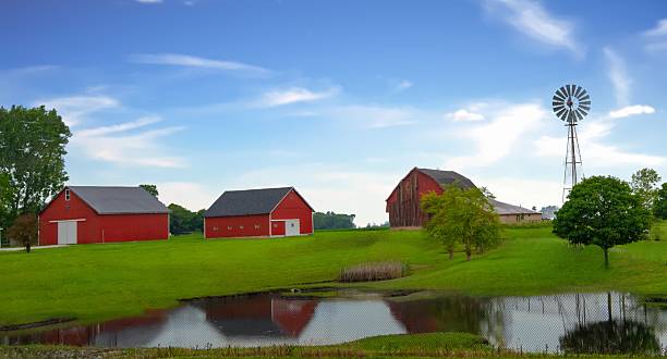 istock Farm with pond and windmill-Clinton County, Indiana 2221871907