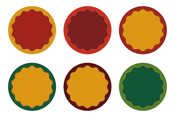 Set of round vintage Label in festive colors. Good for holiday and Christmas packaging, product tags, handmade goods, branding