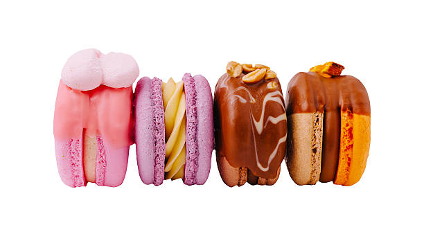 istock Colorful macarons arranged in a row showcasing various flavors and textures 2221875054