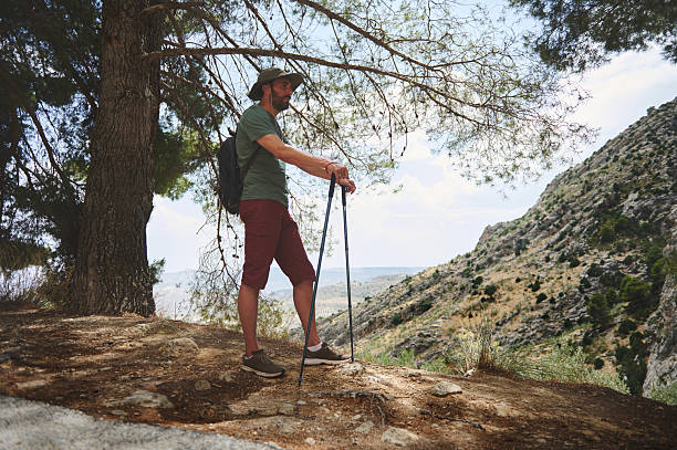 istock Male Hiker in Scenic Mountain Environment Relaxes under Tree 2221883484