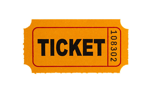 istock Admit one orange color event ticket isolated on white background 2221884237
