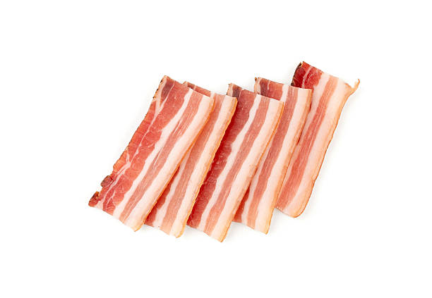 istock Cured carbonara pork isolated, raw smoked bacon, streaky brisket on white background 2221893729