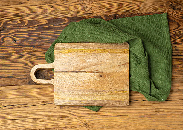 istock Empty Cutting Board Texture Background, Wooden Chopping Board Mockup with Copy Space for Text 2221894009