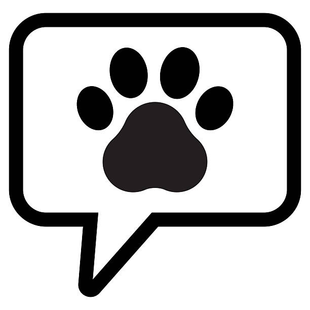 istock Speech bubble with paw print icon . Paw print icon in chat bubble . Dog paw icon with speech bubble . Vector illustration 2221905183