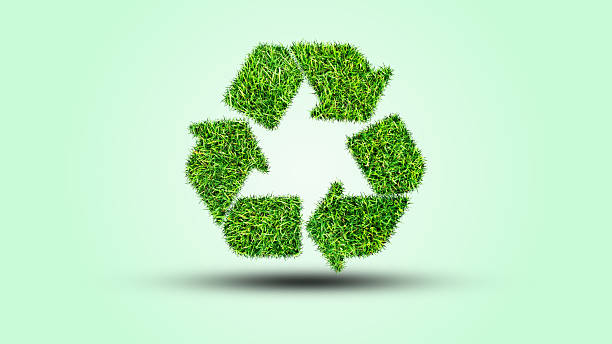 istock Recycle logo symbol from the green grass, isolated on white 2221918577
