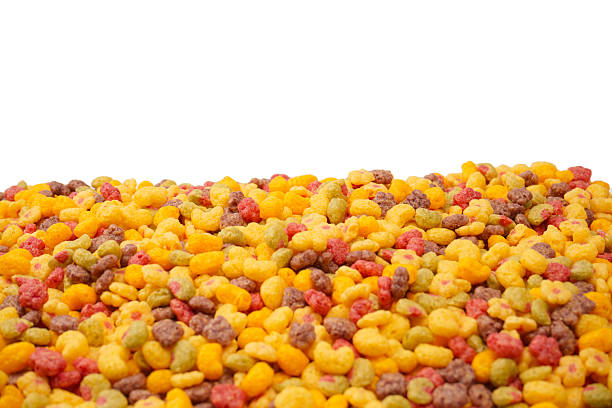 Sweet crunchy cornflakes isolated on a white background.