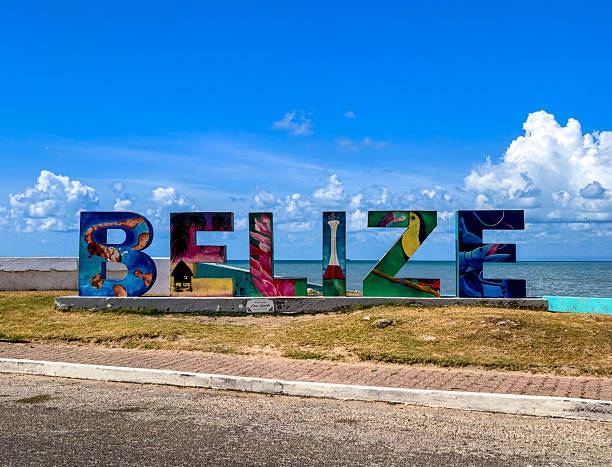 Belize City, Belize - April 26th 2025: Belize City Welcome lettering in Belize