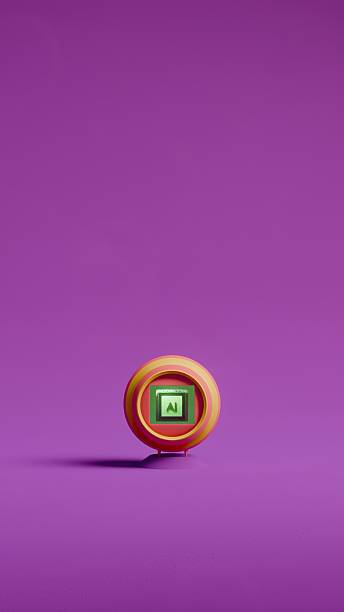 istock Round display frame on legs showing AI chip on purple background 2221937391