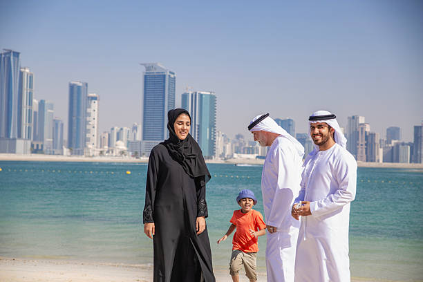 istock Arabian Family Walking at Beach 2221945442