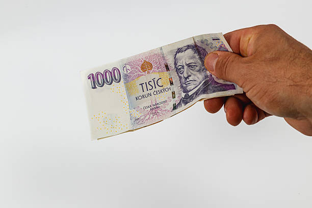 istock Hand holding a 1000 koruna banknote in neutral background 2221950149