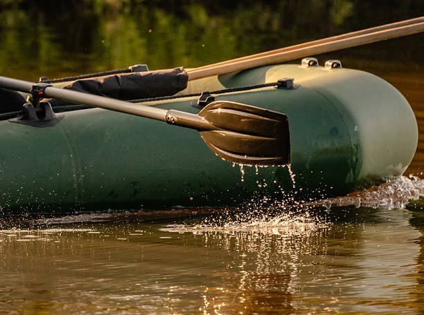 istock Water flows from an oar on a rubber boat 2221951008